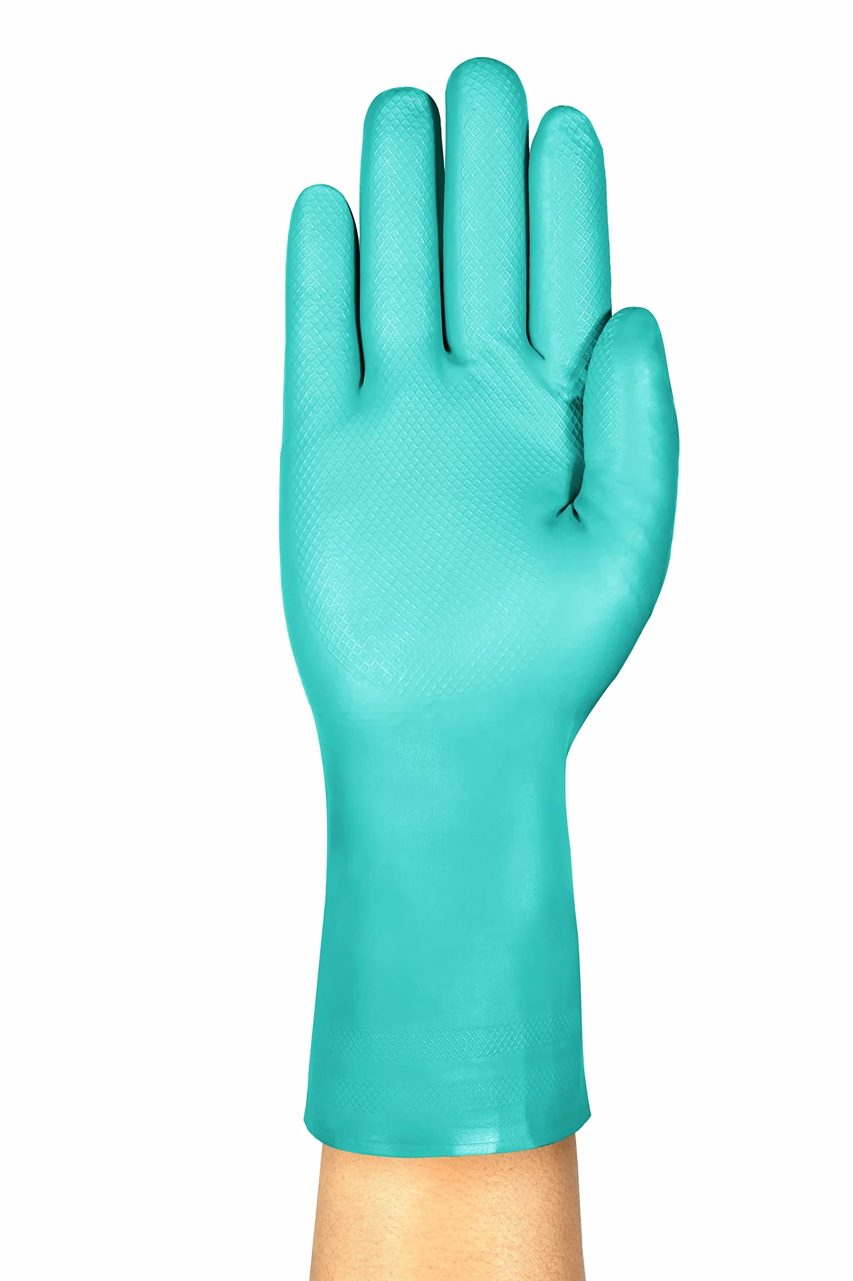 Ansell AlphaTec 37-300 Damskie I Męskie,Odporne Na Chemikalia Rękawice Robocze,Przetwórstwo Spożywcze,Sprzątanie Domów,Cienki Nitryl,Precyzja Działania I Chwytność,Zielone,L (12 par)