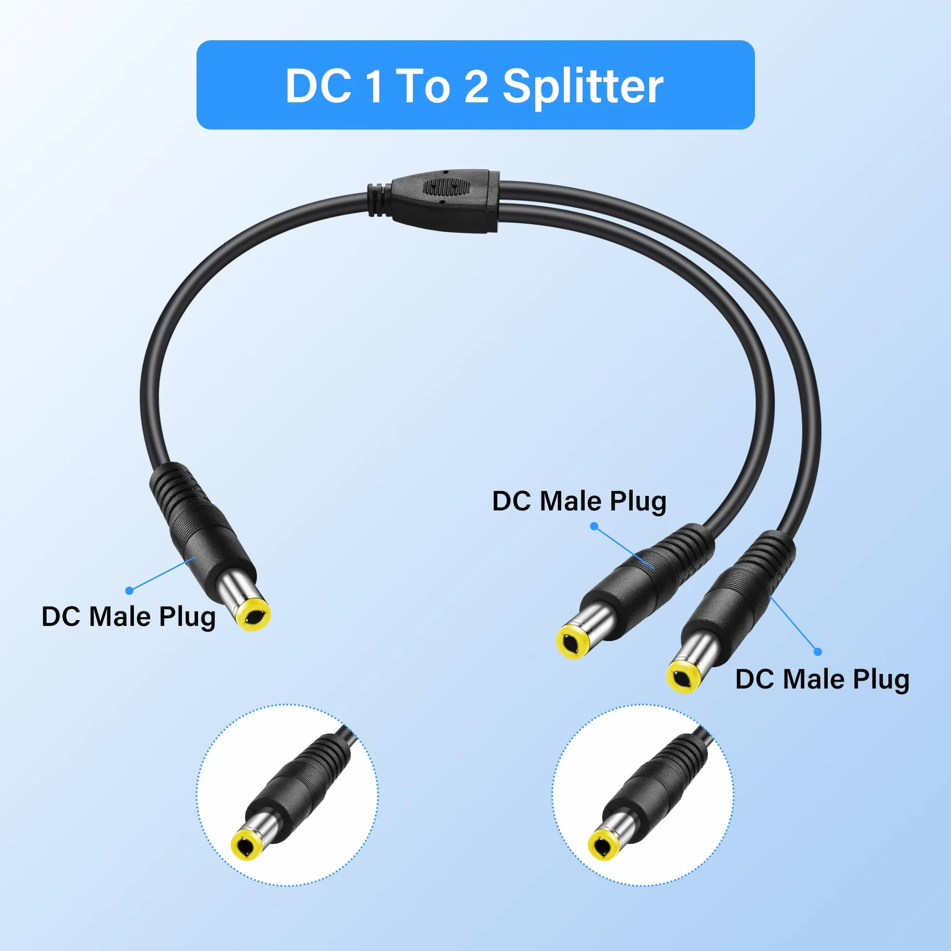 30 cm DC 5,5 x 2,5 mm 1 wtyczka na 2 wtyczki, kabel rozdzielający, rozdzielacz Y do kamer CCTV DVR, paski LED (2 sztuki)