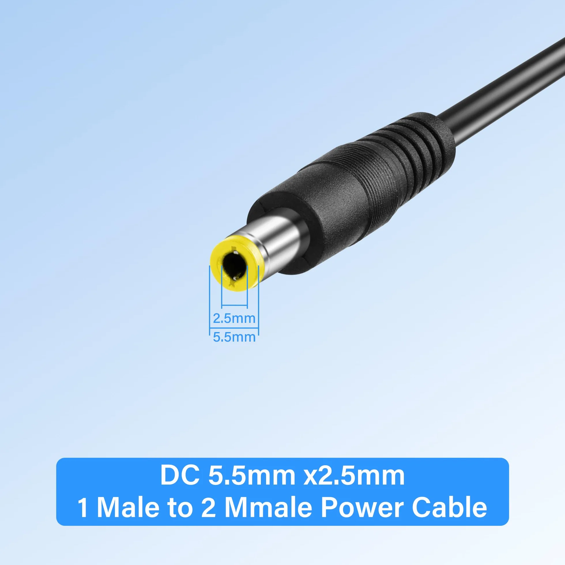 30 cm DC 5,5 x 2,5 mm 1 wtyczka na 2 wtyczki, kabel rozdzielający, rozdzielacz Y do kamer CCTV DVR, paski LED (2 sztuki)