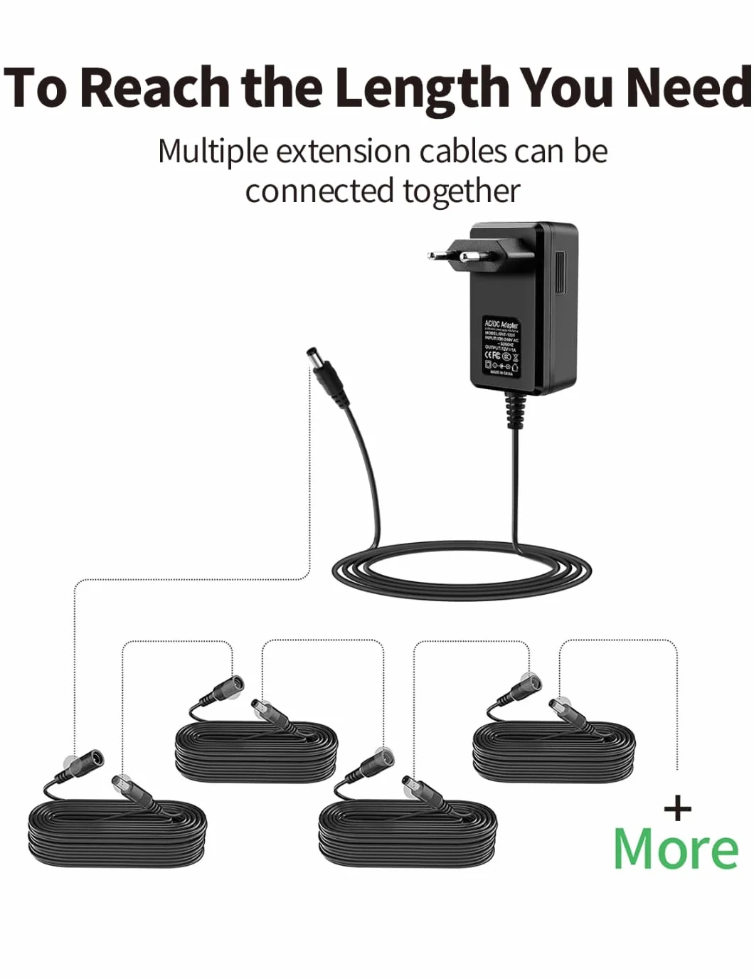 Tonton Przedłużacz zasilania, 10 m, 2,1 mm x 5,5 mm, kompatybilny z kablem adaptera 12 V DC, do systemu kamer bezpieczeństwa CCTV, NVR DVR i samodzielnej kamery IP (czarny 2 szt.)