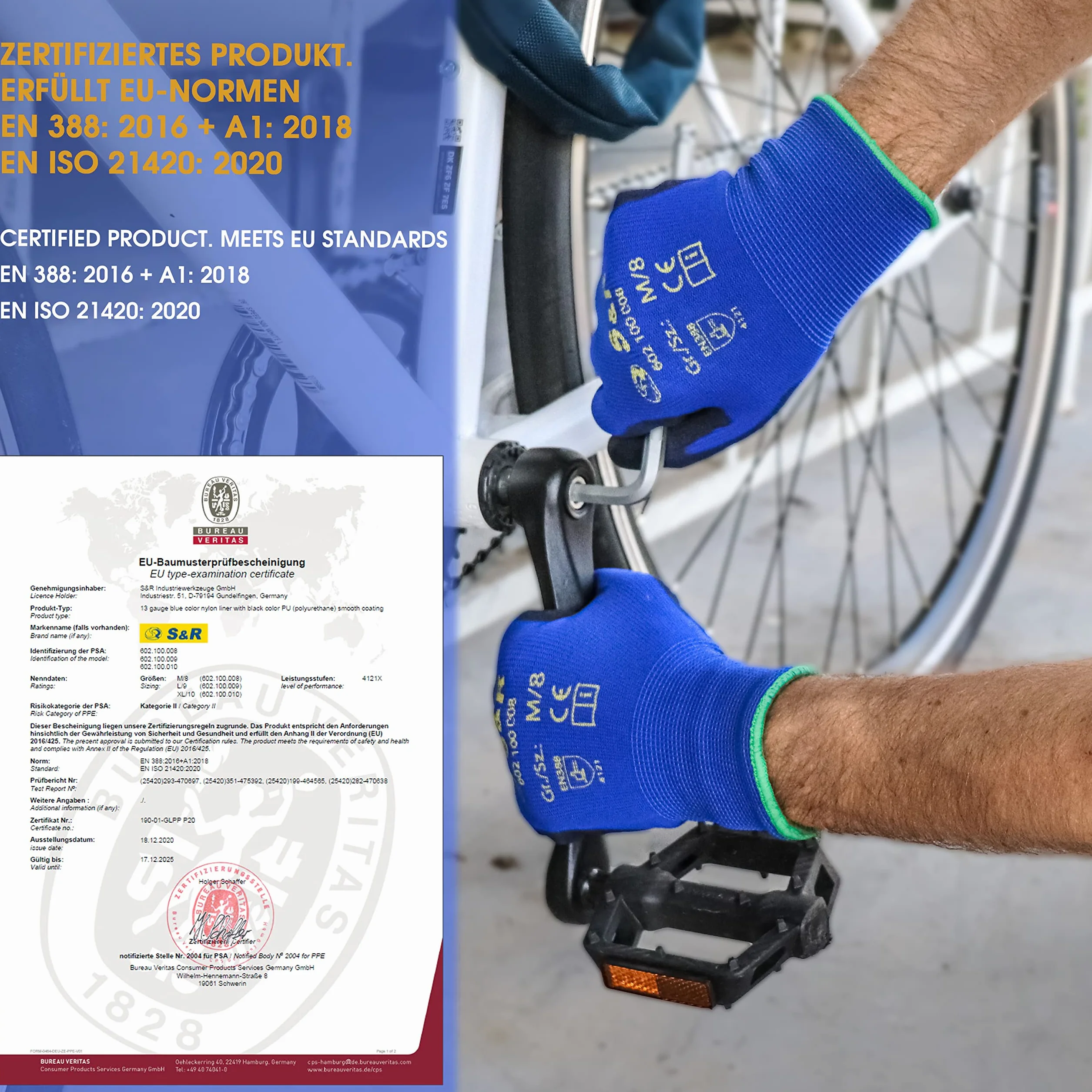 S&R Rękawice robocze do ochrony pracy i wyposażenia ochronnego – elastyczne powlekane poliuretanem, idealne do montażu, budowy, rzemiosła, majsterkowania, ogrodu, konserwacji i transportu