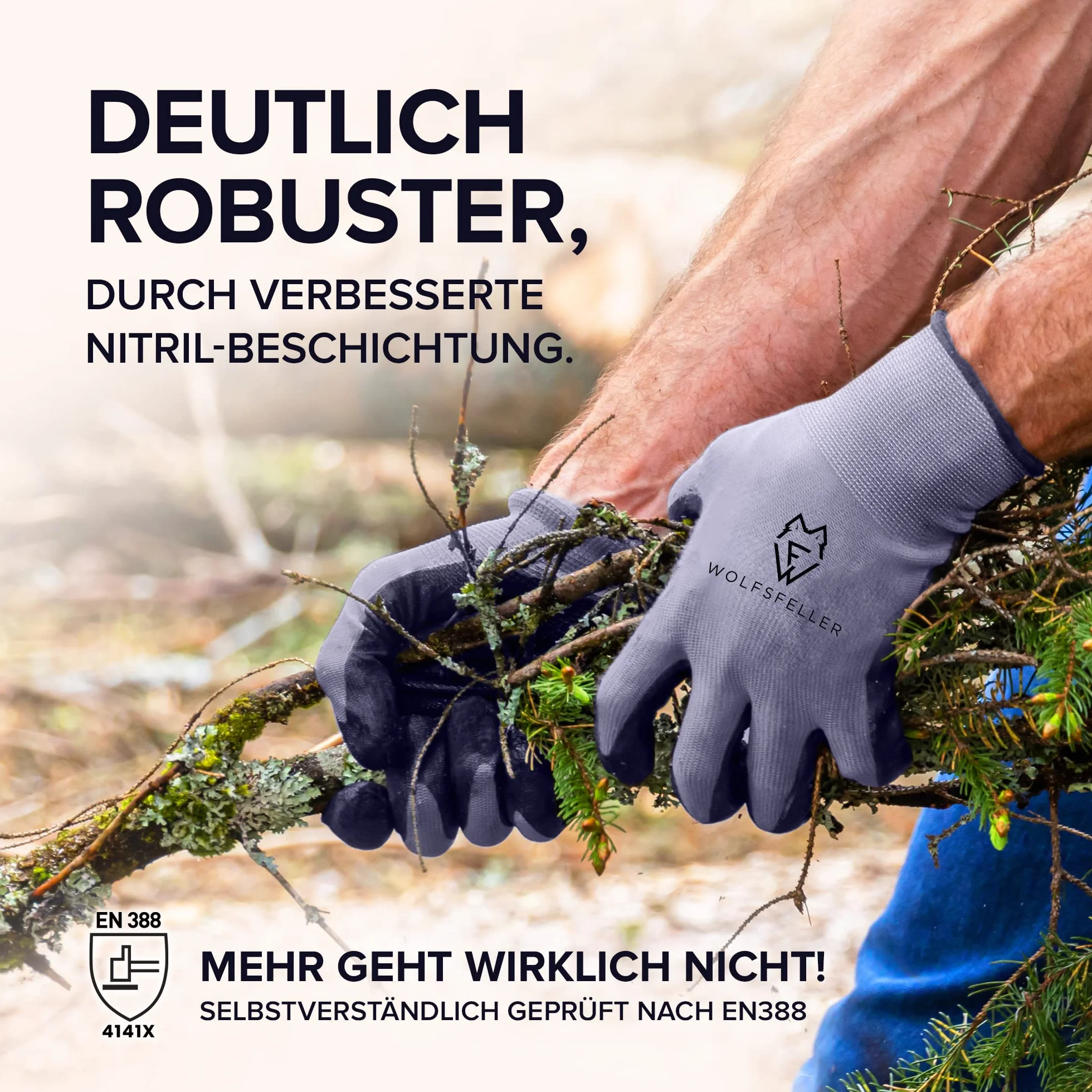 WOLFSFELLER Męskie rękawice robocze klasy premium, rozmiar 9, 5 par, wytrzymałe i wygodne rękawice montażowe, damskie | z trwałą powłoką nitrylową