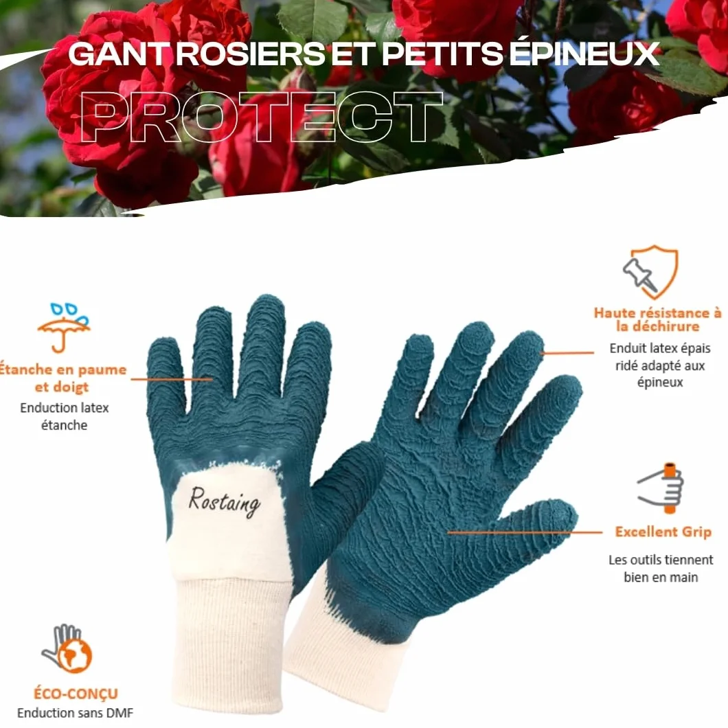 Rostaing PROTECT-IT09 Gants Jardinage des Rosiers et Petits Épineux Nieperméable Latex Épais Taille 09 rękawiczki, Vert Bleu, 9
