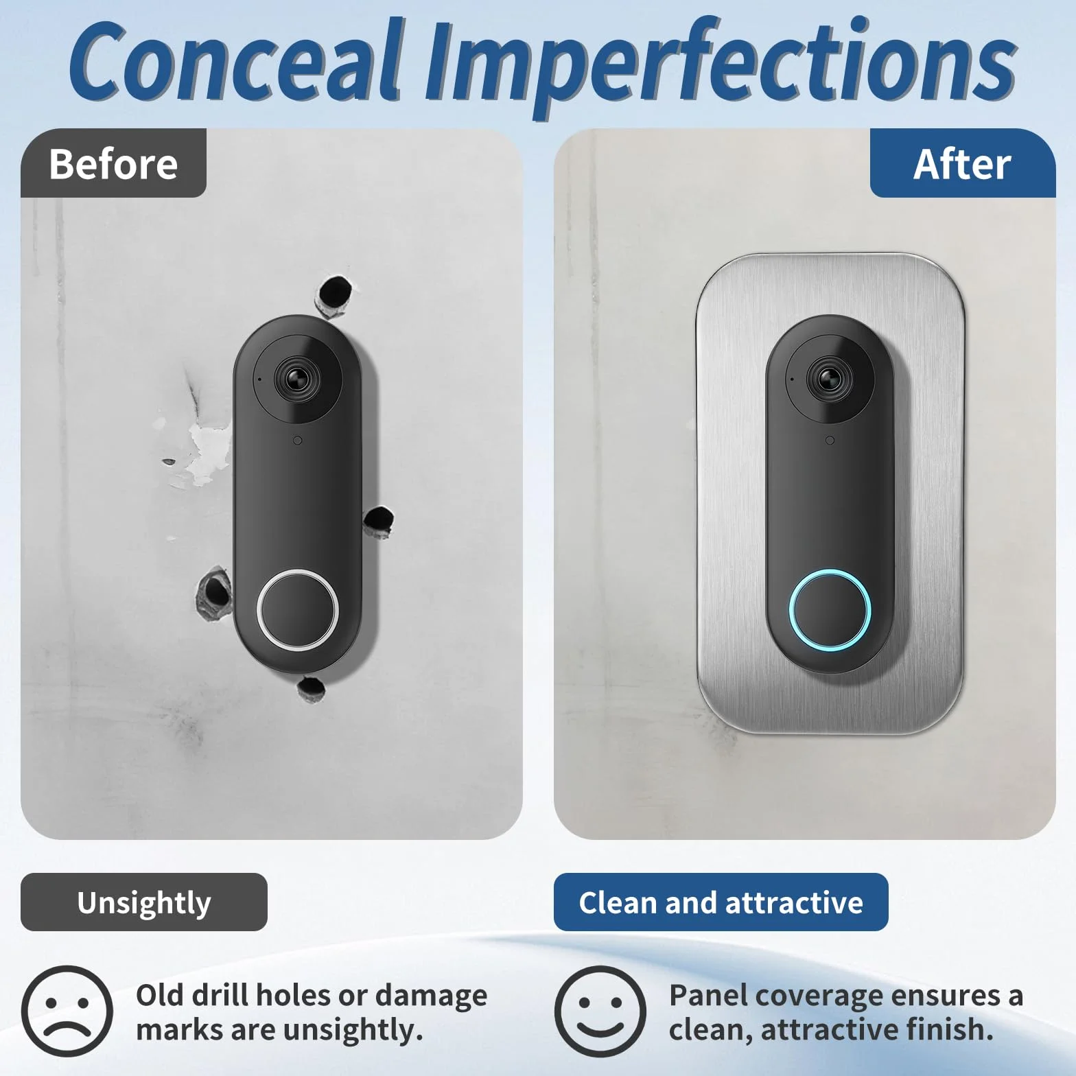Osłona ze Stali Nierdzewnej do Reolink Doorbell PoE WiFi Battery, Płytka Montażowa do Dzwonka Wideo, Maskownica Otworów po Starym Dzwonku i Kabli w Ścianie, Akcesorium Instalacyjne Zewnętrzne