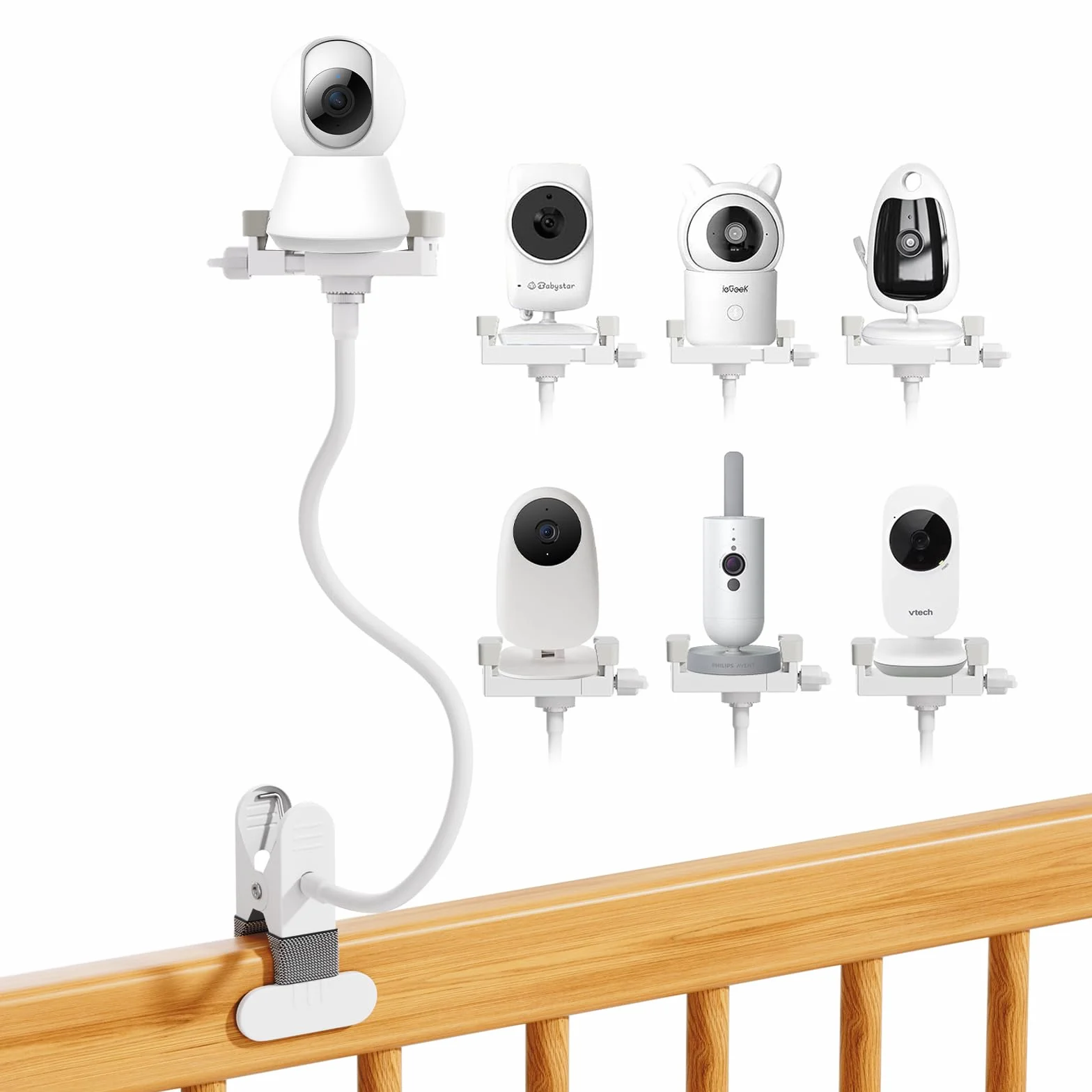 Elastyczny uchwyt na kamerę dla niemowląt do monitora GHB/HelloBaby, stojak na akcesoria do urządzeń VTech/Momcozy/Boifun/Babystar/ieGeek/Blemil/Jeeber/Philips, nadaje się do większości kamer 1/4"
