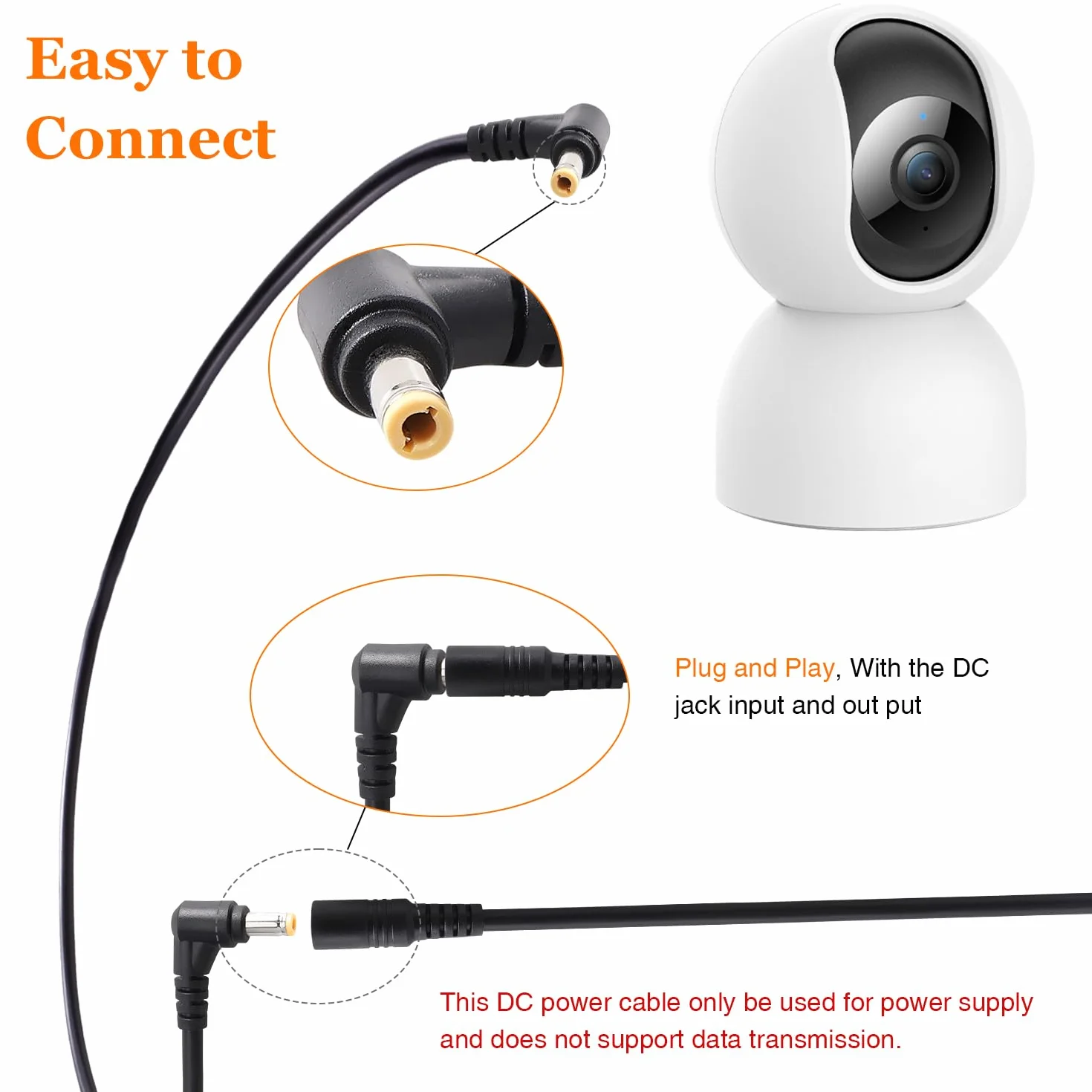 2 Sztuk 1m 18AWG 5.5x2.5 mm 24V 12V DC Przedłużacz Kabla Zasilającego, Przewód Przedłużający do Zasilania Kąt Prosty Męski na Kąt Prosty Męski, do Kamer Bezpieczeństwa CCTV, Czarny