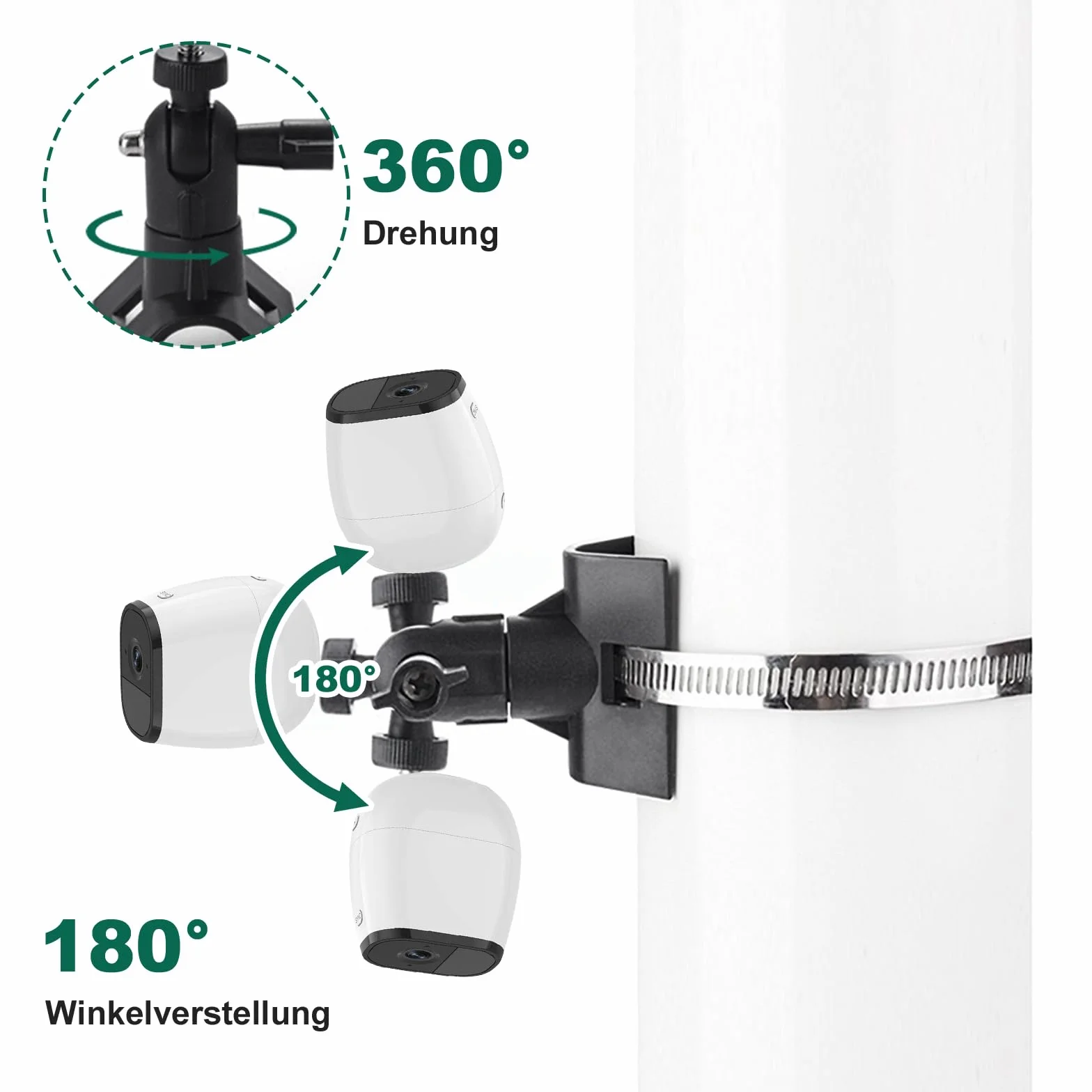 Uchwyt ścienny na kamerę ze śrubą 1/4", regulowany 360°, do kamery zewnętrznej, Eufy eufyCam 3, 3C, 2, 2C, 2C Pro, Wyze Cam Pan, Arlo Ultra 2 (Czarny)