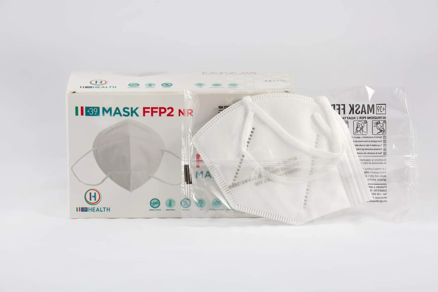 Opakowanie 15 masek FFP2, z certyfikatem CE0370, pojedynczo zapakowane- wyprodukowane we Włoszech