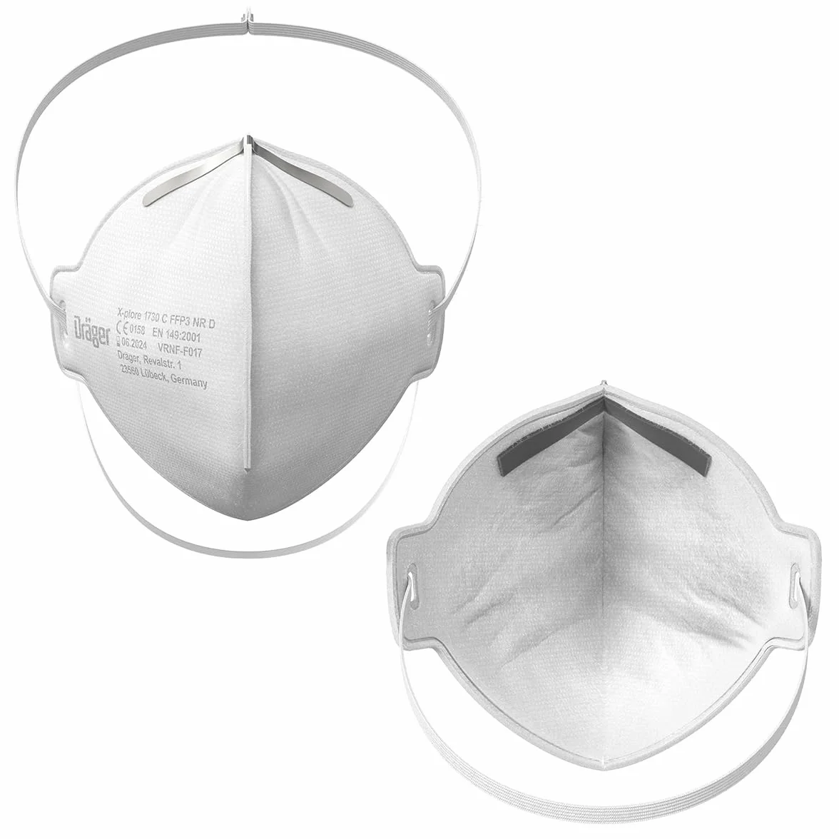 Dräger X-plore 1730 FFP3 maska NR D, ochrona ust, maska przeciwpyłowa, ochrona dróg oddechowych, maska FFP3, rozmiar uniwersalny, 3 sztuki w opakowaniu