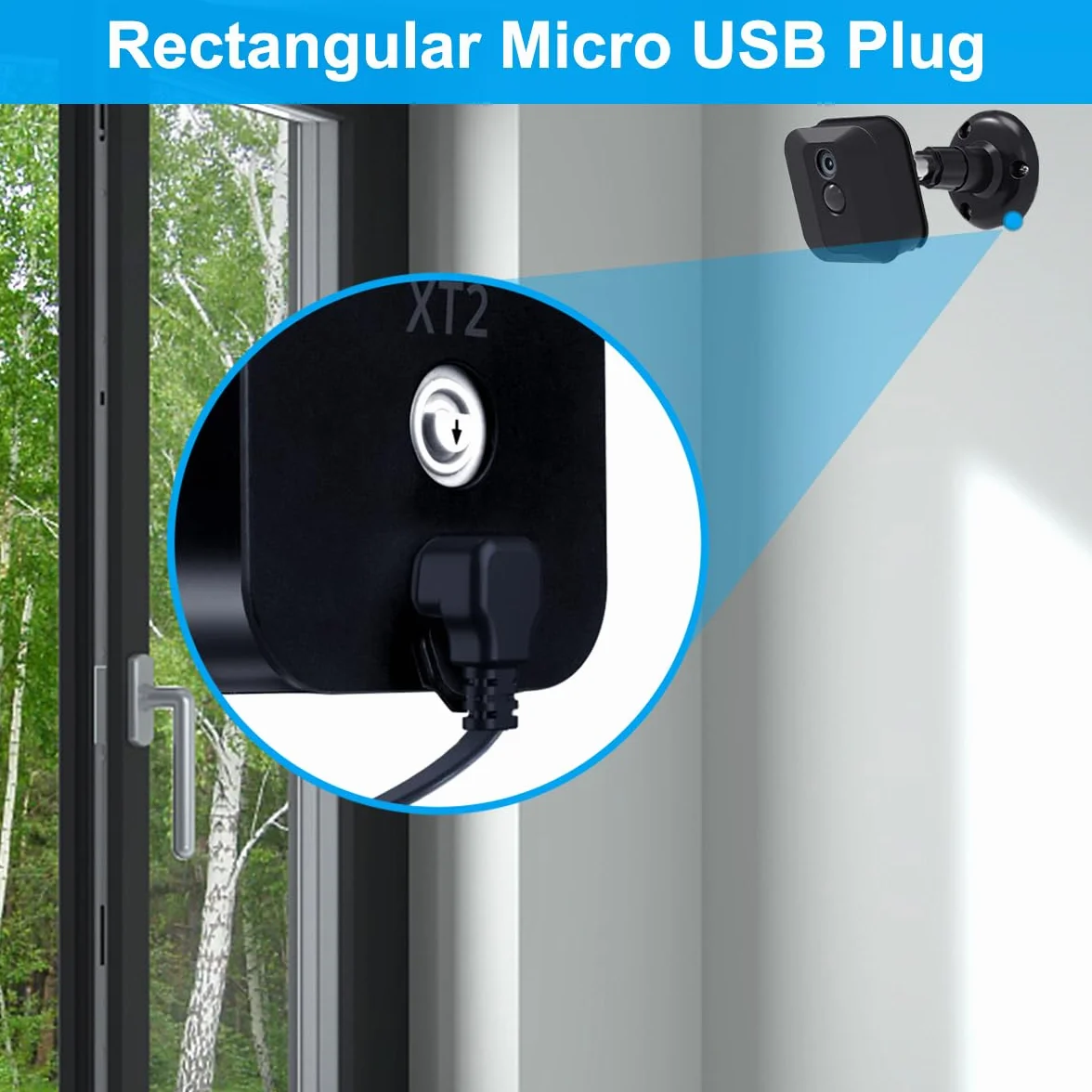 Basesailor 9M Blink XT XT2 Ladekabel mit Ladegerät,Wandadapter Stromversorgung Rechtwinkligen 90 Grad Micro USB Flach Kabel,Wasserdichtes Netzteil Stromkabel für Blink XT XT2 Indoor Outdoor 3th Kamera