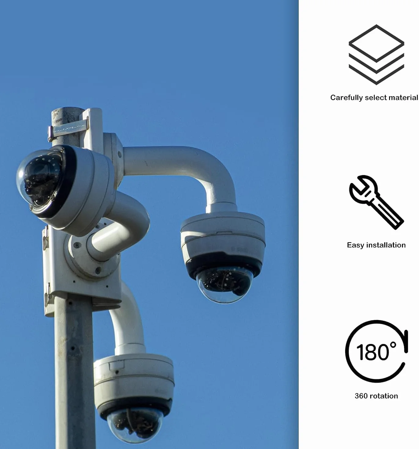 Sporgo 2 sztuki uchwytów na maszt: klamry do kamery monitoringu z 2 regulowanymi szlufkami, uchwyt rurowy, uchwyt na kamerę, uchwyt na kamerę CCTV i światła sceniczne (bez kamery)