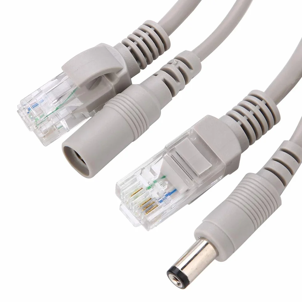 Sieć Kablowa i Zasilanie do Kamer Zewnętrznych Kabel Ethernet Cctv Plastik 5M 10M 15M 20M Rj45 + DC Kabel Ethernet Cctv do Kamer IP System Nvr 10Mbps100Mbps (15M) (10 mln)