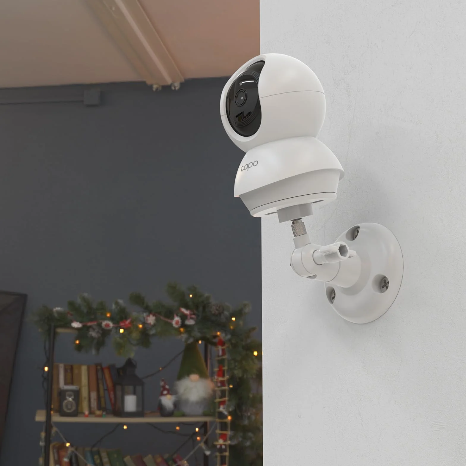 HOLACA Uchwyt ścienny kompatybilny z TP-Link Tapo C200 / C210 / C220 / C201 / C202 / C211 / C212 / C222 / C230 WLAN kamera monitorująca do użytku wewnętrznego, kolor biały, 1 sztuka
