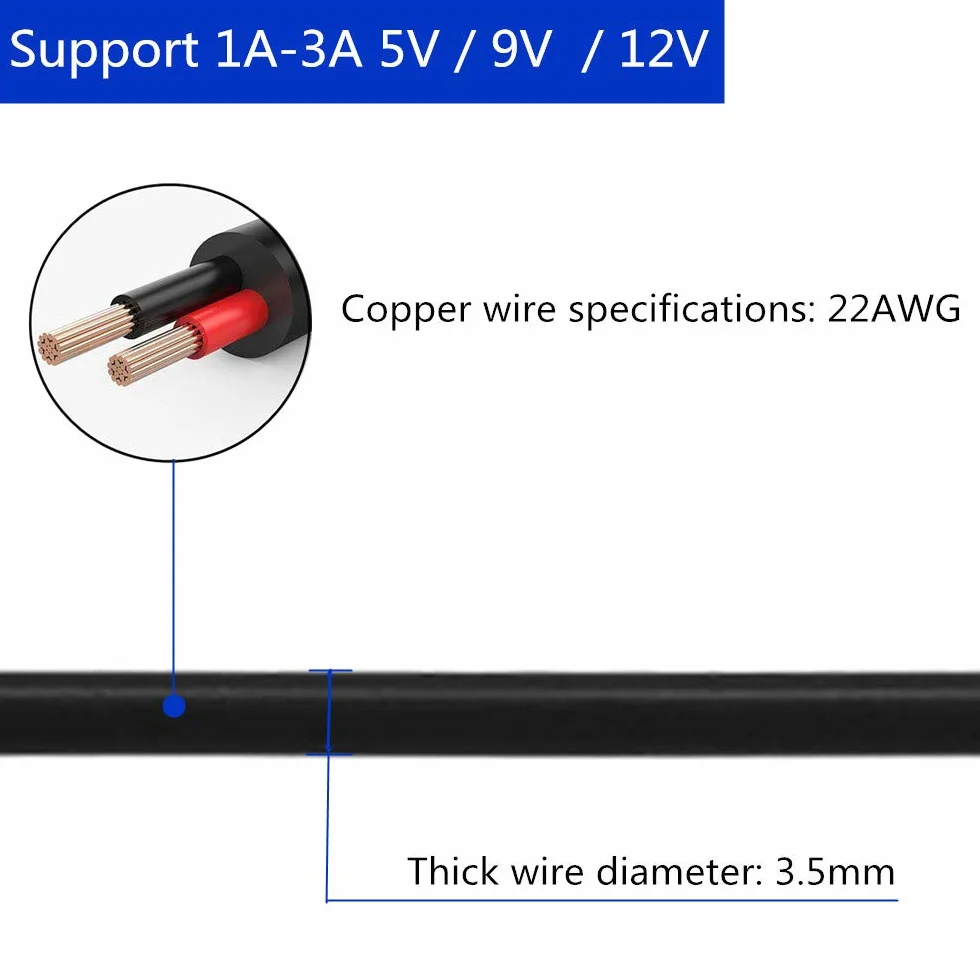 5 Pack 5,5 x 2,1mm DC 12V Adapter Kabel Power żeński na męski dla kamery CCTV Y-Splitter-Kabel (15cm)