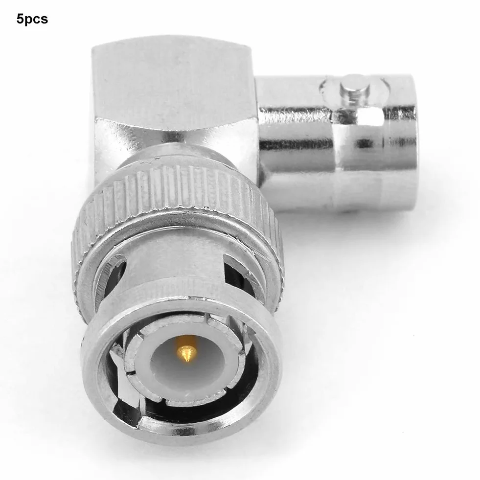 Cryfokt Premium 90 Stopni BNC Złącze Męskie na żeńskie Adapter 5 szt. Kabel Koncentryczny w Kształcie Litery L, Zapewniający stabilną transmisję Sygnału Odpowiedni dla Większości Typów Kabli