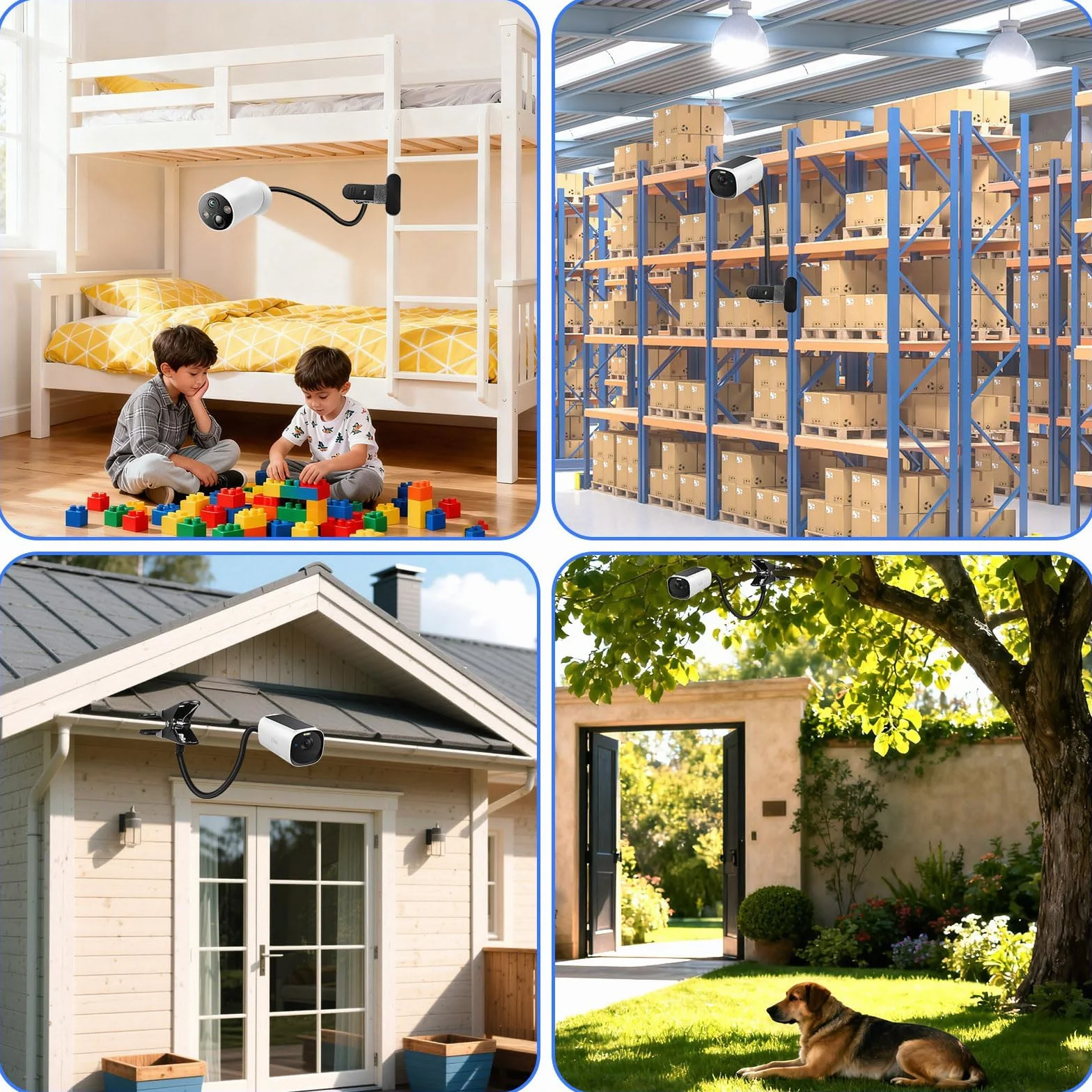 2 szt. Uchwyt na kamerę do Eufy Cam 2/2C/2Pro/2C Pro/3/3C/E40/SoloCam S220/C210/Tapo TP-Link C425, pierścień wewnętrzny z 2 klipsami do telefonu, uniwersalny metalowy uchwyt montażowy (czarny